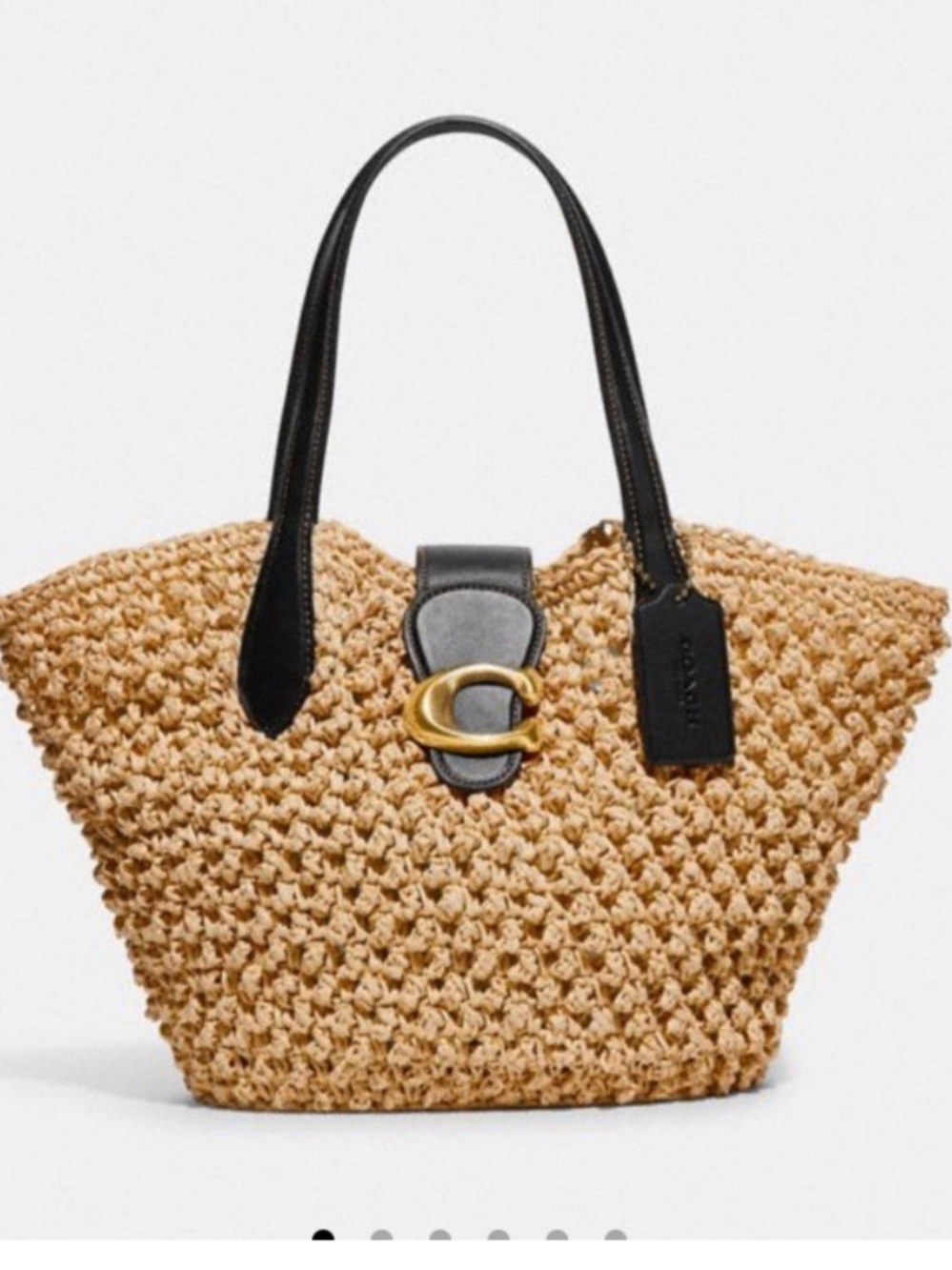 Coach Small Straw Tote With Wristlet - Picture 3 of 16